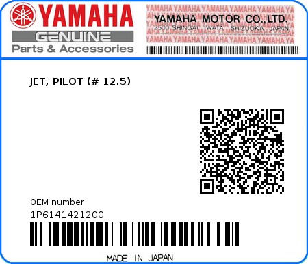 Product image: Yamaha - 1P6141421200 - JET, PILOT (# 12.5)  0