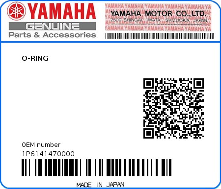 Product image: Yamaha - 1P6141470000 - O-RING  0