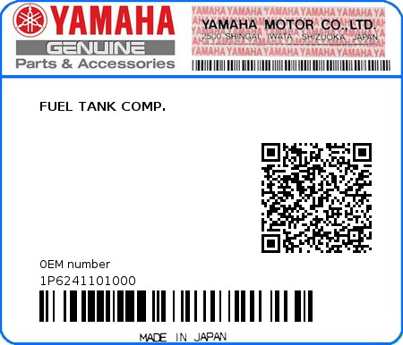 Product image: Yamaha - 1P6241101000 - FUEL TANK COMP.  0