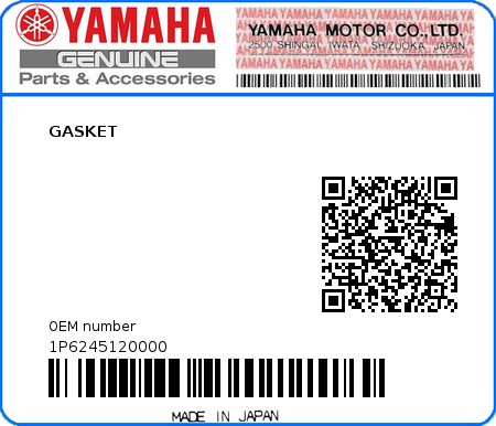Product image: Yamaha - 1P6245120000 - GASKET  0