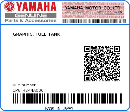 Product image: Yamaha - 1P6F4244A000 - GRAPHIC, FUEL TANK  0