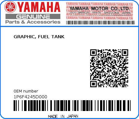 Product image: Yamaha - 1P6F4245D000 - GRAPHIC, FUEL TANK  0
