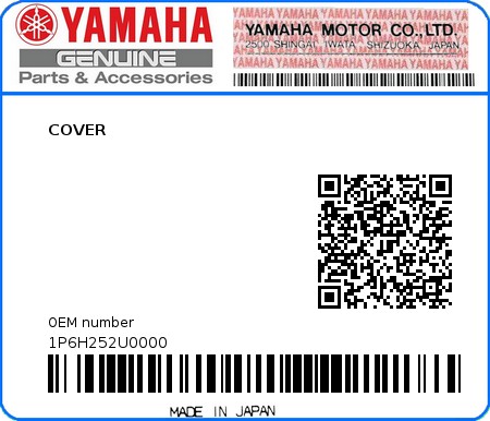 Product image: Yamaha - 1P6H252U0000 - COVER  0