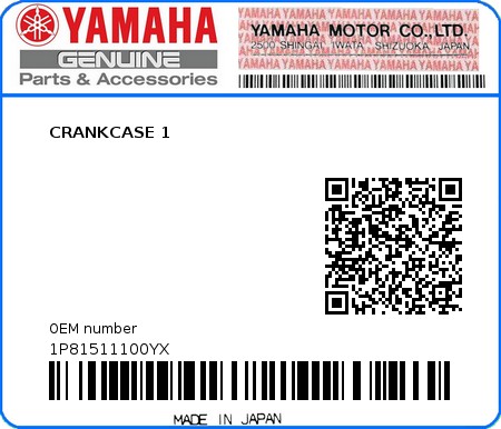 Product image: Yamaha - 1P81511100YX - CRANKCASE 1  0