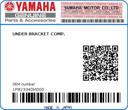 Product image: Yamaha - 1P823340M000 - UNDER BRACKET COMP.  0