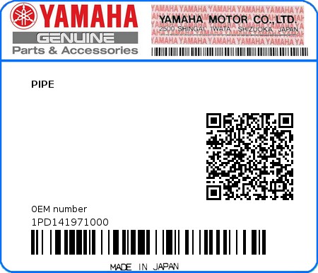 Product image: Yamaha - 1PD141971000 - PIPE  0