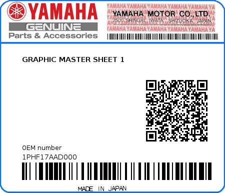 Product image: Yamaha - 1PHF17AAD000 - GRAPHIC MASTER SHEET 1  0