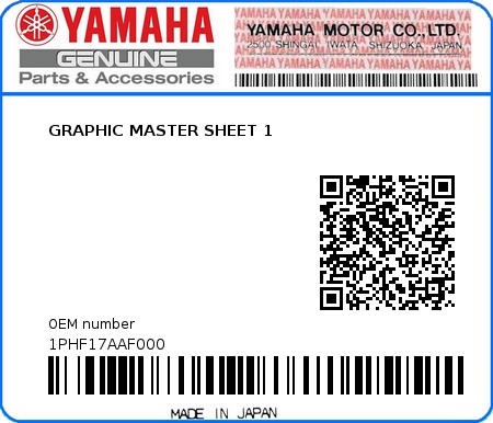 Product image: Yamaha - 1PHF17AAF000 - GRAPHIC MASTER SHEET 1  0