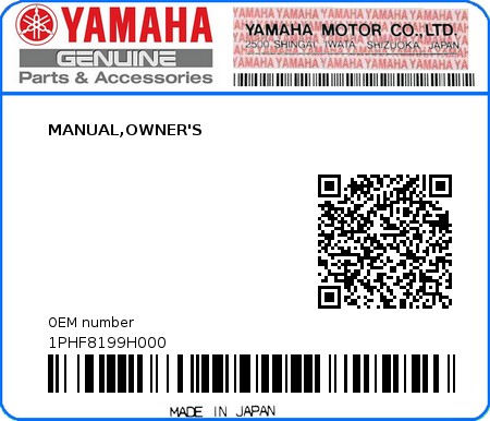 Product image: Yamaha - 1PHF8199H000 - MANUAL,OWNER'S  0