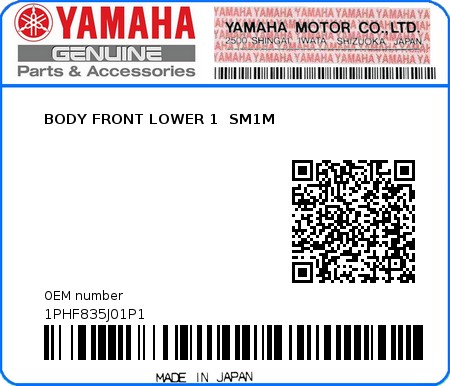 Product image: Yamaha - 1PHF835J01P1 - BODY FRONT LOWER 1  SM1M  0
