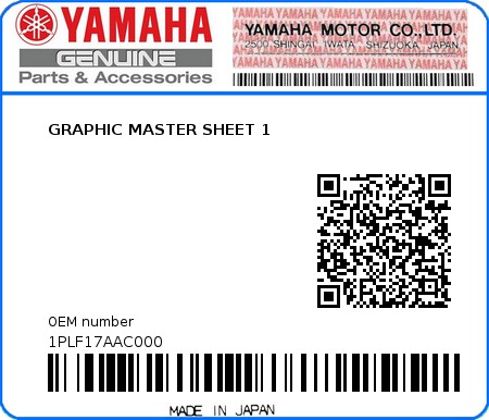 Product image: Yamaha - 1PLF17AAC000 - GRAPHIC MASTER SHEET 1  0