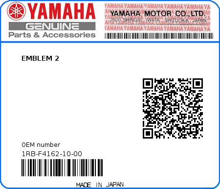Product image: Yamaha - 1RB-F4162-10-00 - EMBLEM 2  0