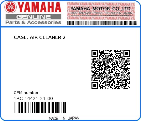 Product image: Yamaha - 1RC-14421-21-00 - CASE, AIR CLEANER 2  0