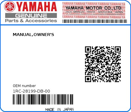 Product image: Yamaha - 1RC-28199-DB-00 - MANUAL,OWNER'S  0