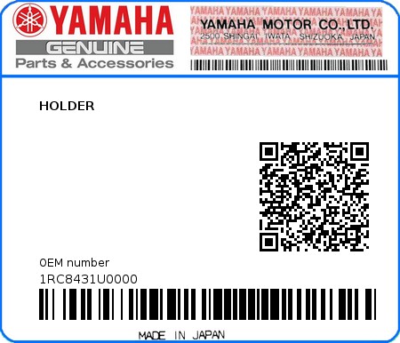 Product image: Yamaha - 1RC8431U0000 - HOLDER  0