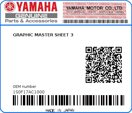 Product image: Yamaha - 1S0F17AC1000 - GRAPHIC MASTER SHEET 3  0