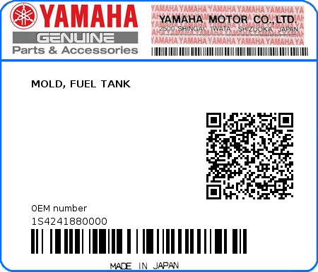 Product image: Yamaha - 1S4241880000 - MOLD, FUEL TANK  0