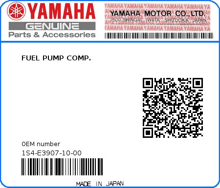 Product image: Yamaha - 1S4-E3907-10-00 - FUEL PUMP COMP.  0