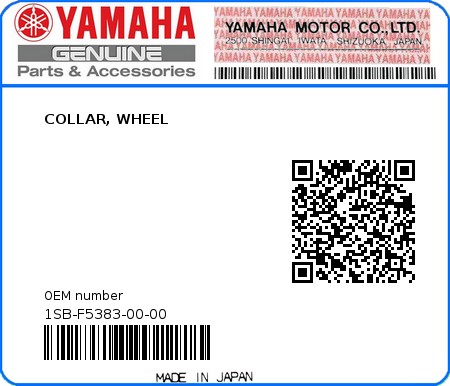 Product image: Yamaha - 1SB-F5383-00-00 - COLLAR, WHEEL  0