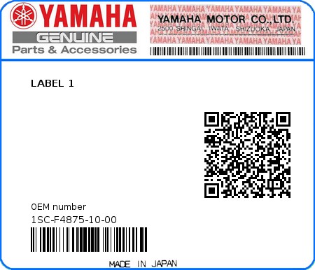 Product image: Yamaha - 1SC-F4875-10-00 - LABEL 1  0