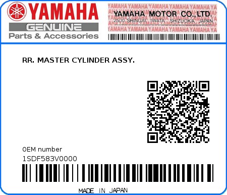 Product image: Yamaha - 1SDF583V0000 - RR. MASTER CYLINDER ASSY.  0