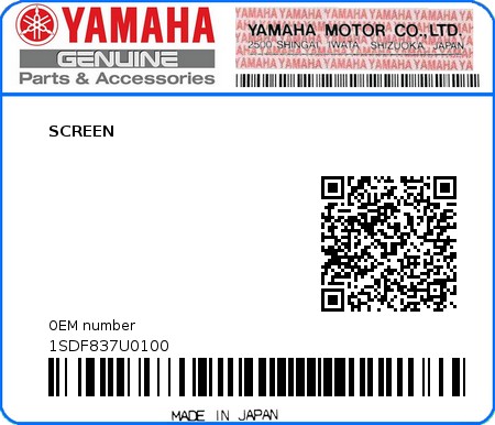 Product image: Yamaha - 1SDF837U0100 - SCREEN  0