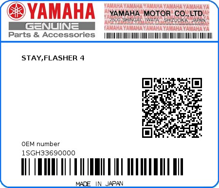 Product image: Yamaha - 1SGH33690000 - STAY,FLASHER 4  0