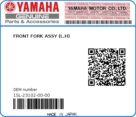 Product image: Yamaha - 1SL-23102-00-00 - FRONT FORK ASSY (L.H)  0