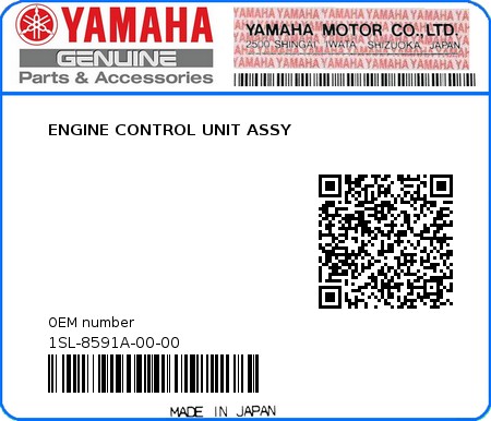 Product image: Yamaha - 1SL-8591A-00-00 - ENGINE CONTROL UNIT ASSY  0