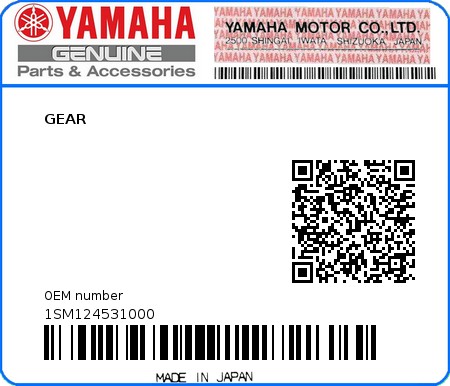 Product image: Yamaha - 1SM124531000 - GEAR  0