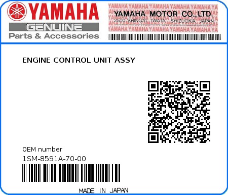 Product image: Yamaha - 1SM-8591A-70-00 - ENGINE CONTROL UNIT ASSY  0
