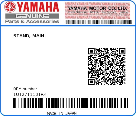 Product image: Yamaha - 1UT2711101R4 - STAND, MAIN  0