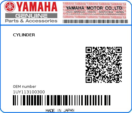 Product image: Yamaha - 1UY113100300 - CYLINDER  0