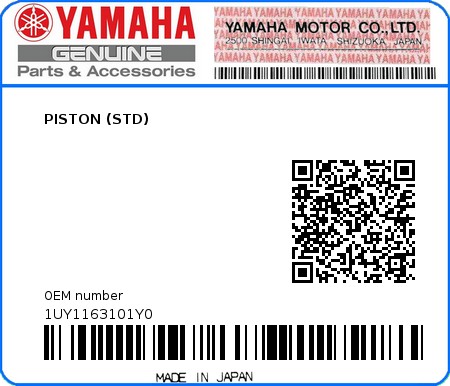 Product image: Yamaha - 1UY1163101Y0 - PISTON (STD)  0