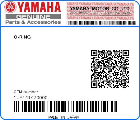 Product image: Yamaha - 1UY141470000 - O-RING  0