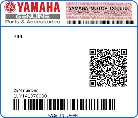 Product image: Yamaha - 1UY141970000 - PIPE  0