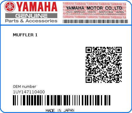 Product image: Yamaha - 1UY147110400 - MUFFLER 1  0
