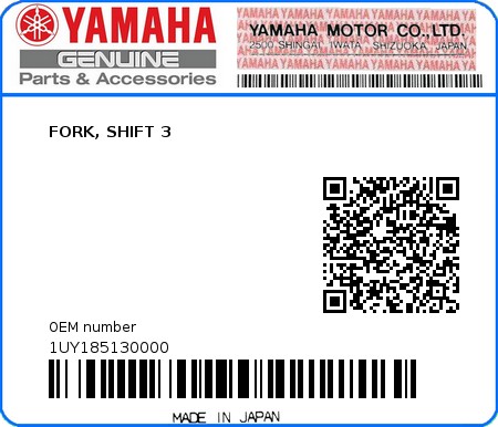 Product image: Yamaha - 1UY185130000 - FORK, SHIFT 3  0