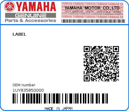 Product image: Yamaha - 1UY835850000 - LABEL  0