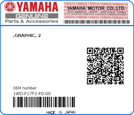 Product image: Yamaha - 1WD-F17F2-F0-00 - .GRAPHIC, 2  0
