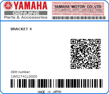 Product image: Yamaha - 1WS2741L0000 - BRACKET 4  0