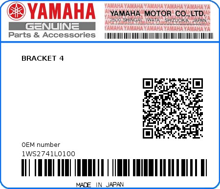 Product image: Yamaha - 1WS2741L0100 - BRACKET 4  0