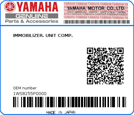 Product image: Yamaha - 1WS8255P0000 - IMMOBILIZER. UNIT COMP.  0