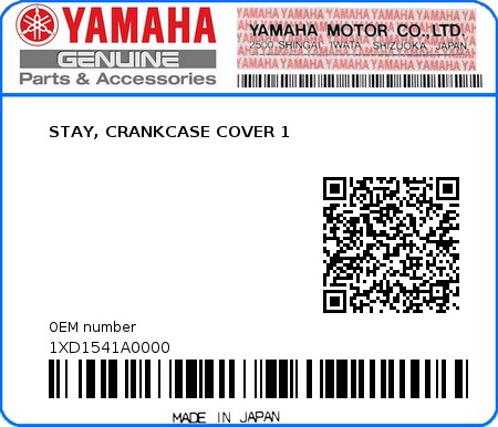 Product image: Yamaha - 1XD1541A0000 - STAY, CRANKCASE COVER 1  0