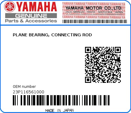 Product image: Yamaha - 23P116561000 - PLANE BEARING, CONNECTING ROD  0