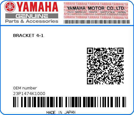 Product image: Yamaha - 23P1474K1000 - BRACKET 4-1  0