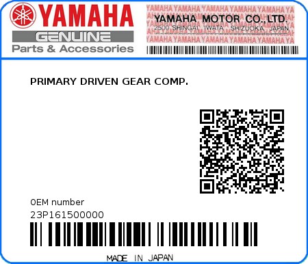 Product image: Yamaha - 23P161500000 - PRIMARY DRIVEN GEAR COMP.  0