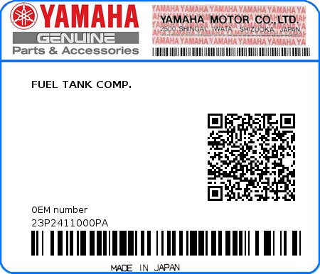 Product image: Yamaha - 23P2411000PA - FUEL TANK COMP.  0