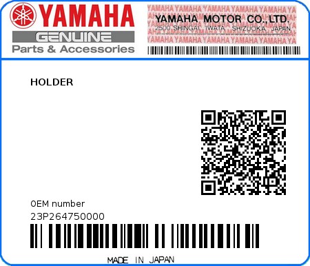 Product image: Yamaha - 23P264750000 - HOLDER  0