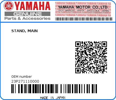 Product image: Yamaha - 23P271110000 - STAND, MAIN  0